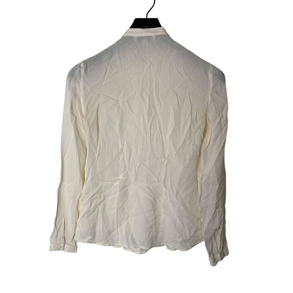 Burberry silk blouse pussybow necktie cream white women's size 4 - Picture 2 of 4